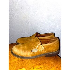 Rockport Leather Tan Suade Mary Jane Shoes Size 7.5 Narrow Cottagecore Oxfords